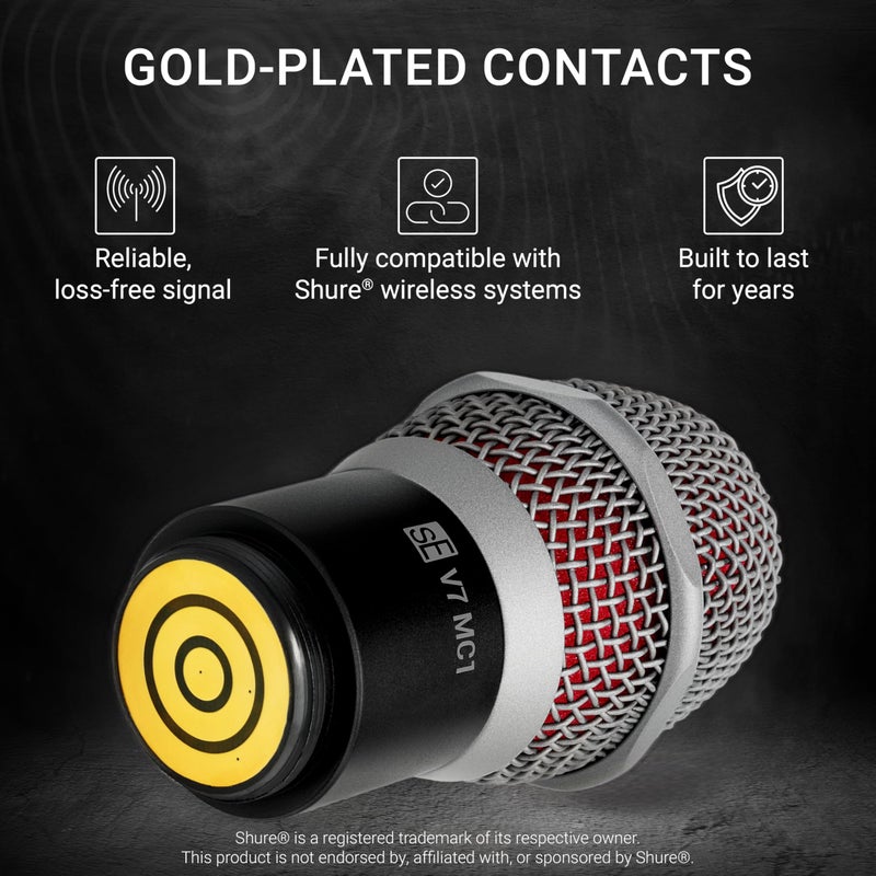 SE ELECTRONICS V7 MC1 Wireless Microphone Capsule - Compatible with Shure Wireless Transmitters - Professional Dynamic Microphone for Singing, Speech & Music Studio Recording (Black) - Image 4